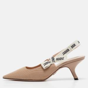 Pre Owned Dior Beige Technical Fabric J'Adior Slingback Pumps Size 41