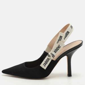 Dior Black Canvas J'Adior Slingback Sandals Size 40