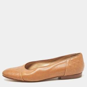 Dior Brown Quilted Cannage Leather Ballet Flats Size 39