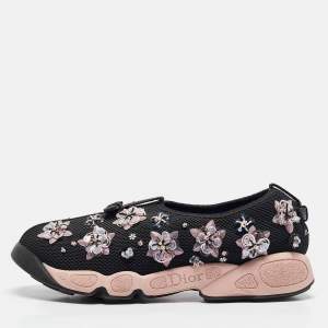 Dior Black Mesh Fusion Floral Embellished Sneakers Size 38