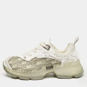 Dior Grey/White Oblique Canvas and Rubber Dior Vibe Sneakers Size 35