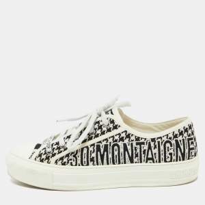 Dior White/Black Houndstooth Fabric Walk‘N’ Dior Low Top Sneakers Size 38