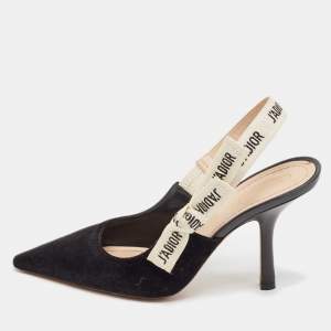 Dior Black Velvet J'Adior Slingback Pumps Size 38