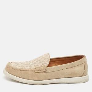 Dior Beige Oblique Canvas and Suede Granville Loafers Size 40