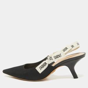 Dior Black Canvas J'Adior Slingback Pumps Size 39.5