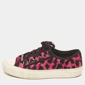 Pre Owned Dior Pink/Black Leopard Print Canvas Walk'n'Dior Sneakers Size 38