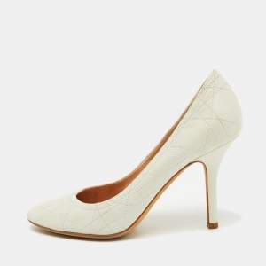 Dior White Cannage Leather Pumps Size 37