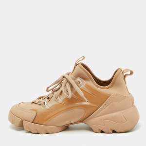 Dior Beige Neoprene and Rubber D-Connect Low Top Sneakers Size 38.5