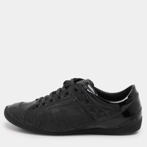 Dior Black Leather and Patent Leather Low Top Sneakers Size 36.5