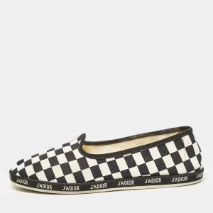 Dior Black/White Canvas Damiere Ballet Flats Size 40