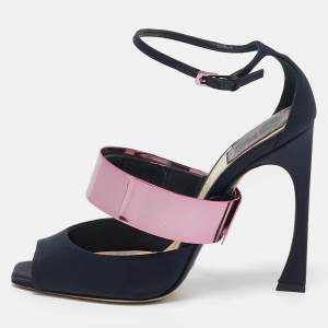 Dior Black Satin Ankle Strap Sandals Size 37