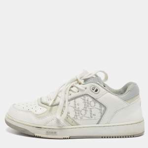 Pre Owned Dior White Leather B27 Lace Up Sneakers Size 37.5