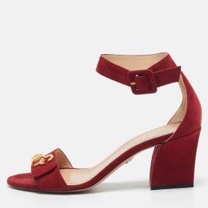 Dior Red Suede C'est Ankle Strap Sandals Size 36.5