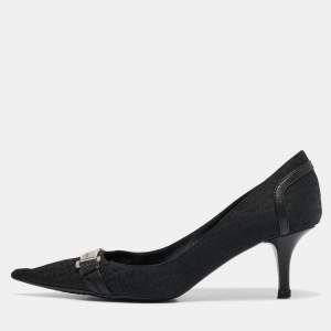 Dior Black Diorissimo Canvas And Leather Pointed Toe Pumps Size 37.5