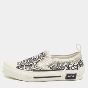 Dior White/Black Oblique Canvas and Rubber B23 Low Top Sneakers Size 39