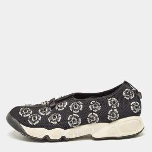 Dior Black Mesh Embellished Fusion Sneakers Size 38