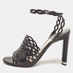 Dior Black Leather Ankle Strap Sandals Size 38