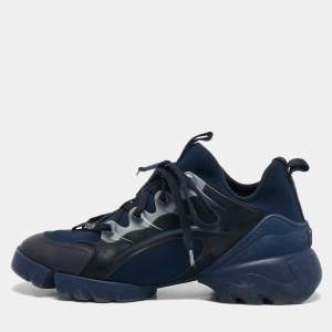 Dior Navy Blue Neoprene and Rubber D-Connect Sneakers Size 37.5