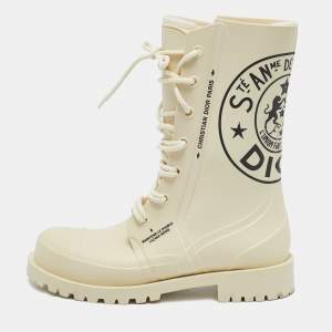 Dior Cream Rubber Diorcamp Combat Boots Size 39
