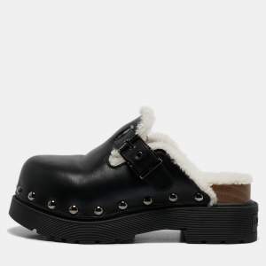 Dior Black Leather Diorquake Clogs Size 36