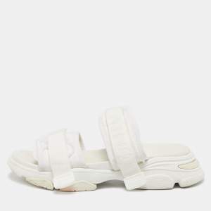 Dior White Fabric D- Wander Slide Sandals Size 40