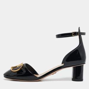 Dior Black Patent Leather D'cest Ankle Strap Sandals Size 36