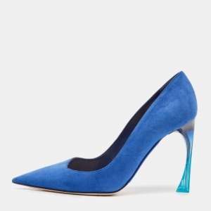 Dior Blue Suede Pointed Toe Ombre Heel Pumps Size 37