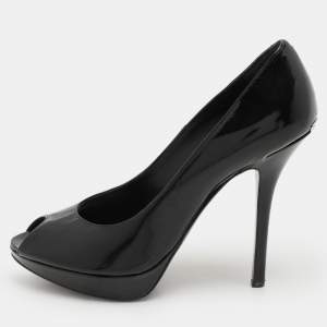 Dior Black Patent Leather Peep Toe Pumps Size 36.5