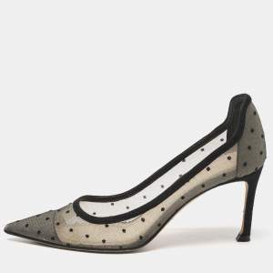 Dior Black/Beige Mesh Polka Dot D-Moi Pumps Size 35.5