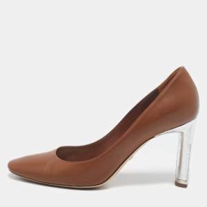 Dior Brown/Silver Leather Savane Pumps Size 38.5