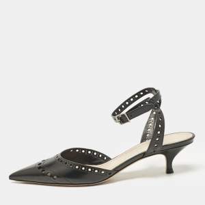 Dior Black Leather Pointed Toe Slingback Pumps Size 37