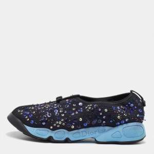 Dior Black Mesh Fusion Embellished Slip On Sneakers Size 41.5
