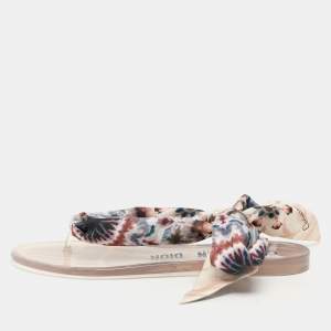 Dior Multicolor Silk  Kaleidiorscopic Thong Sandals Size 38