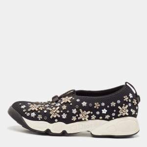 Dior Black Mesh Embellished Fusion Sneakers Size 36.5