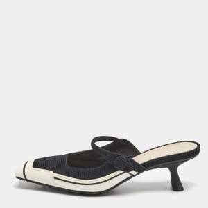 Dior Black/White Fabric and Rubber D-motion Mules Size 38