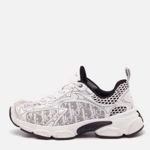 Pre Owned Dior White Leather and Mesh Vibe Lace Up Sneakers Size 38