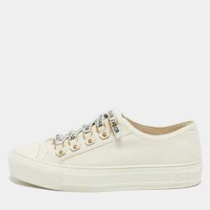 Dior White Canvas Walk'n'Dior Low Top Sneakers Size 37