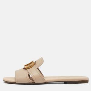 مملوكة مسبقًا Dior Beige Leather 30 Montaigne Slide Flats Size 39