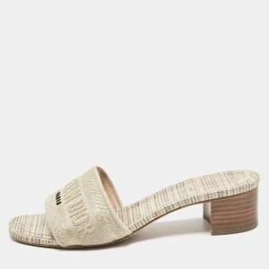 Pre Owned Dior Beige Canvas Dway Slide Sandals Size 37