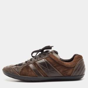 Dior Brown  Leather and Suede Low Top Sneakers Size 38