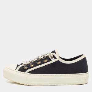 Dior Black/Cream Canvas Walk'n'Dior Sneakers Size 37