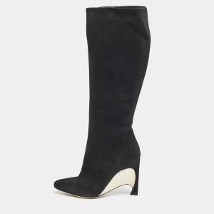 Dior Black Suede Knee Length Boots Size 39.5