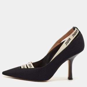 Pre Owned Christian Dior Black Technical Fabric J'adior Ribbon Pumps Size 37