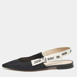 Dior Black Technical Fabric J'adior Slingback Flats Size 38