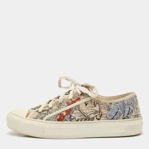 Dior Multicolor Beaded and Embroidered Canvas Walk'n'Dior Low-Top Sneakers Size 39