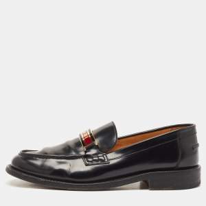 Dior Black Patent Leather Code Slip On Loafers Size 40