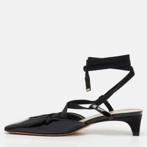 Dior Black Patent Leather and Satin D-Envol Lace Up Pumps Size 38