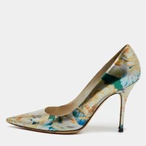Dior Multicolor Floral Printed Leather Cherie Pointed Toe Pumps Size 39
