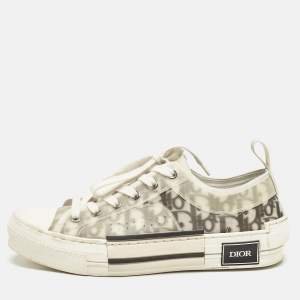 Dior White/Grey Oblique Mesh and Rubber B23 Low Top Sneakers Size 39