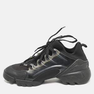Dior Black Neoprene and PVC D-Connect Lace Up Sneakers Size 38.5